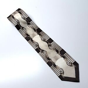 Don Jonathan Brown Cream Baroque Stripe Necktie Retro Executive Core Power Tie